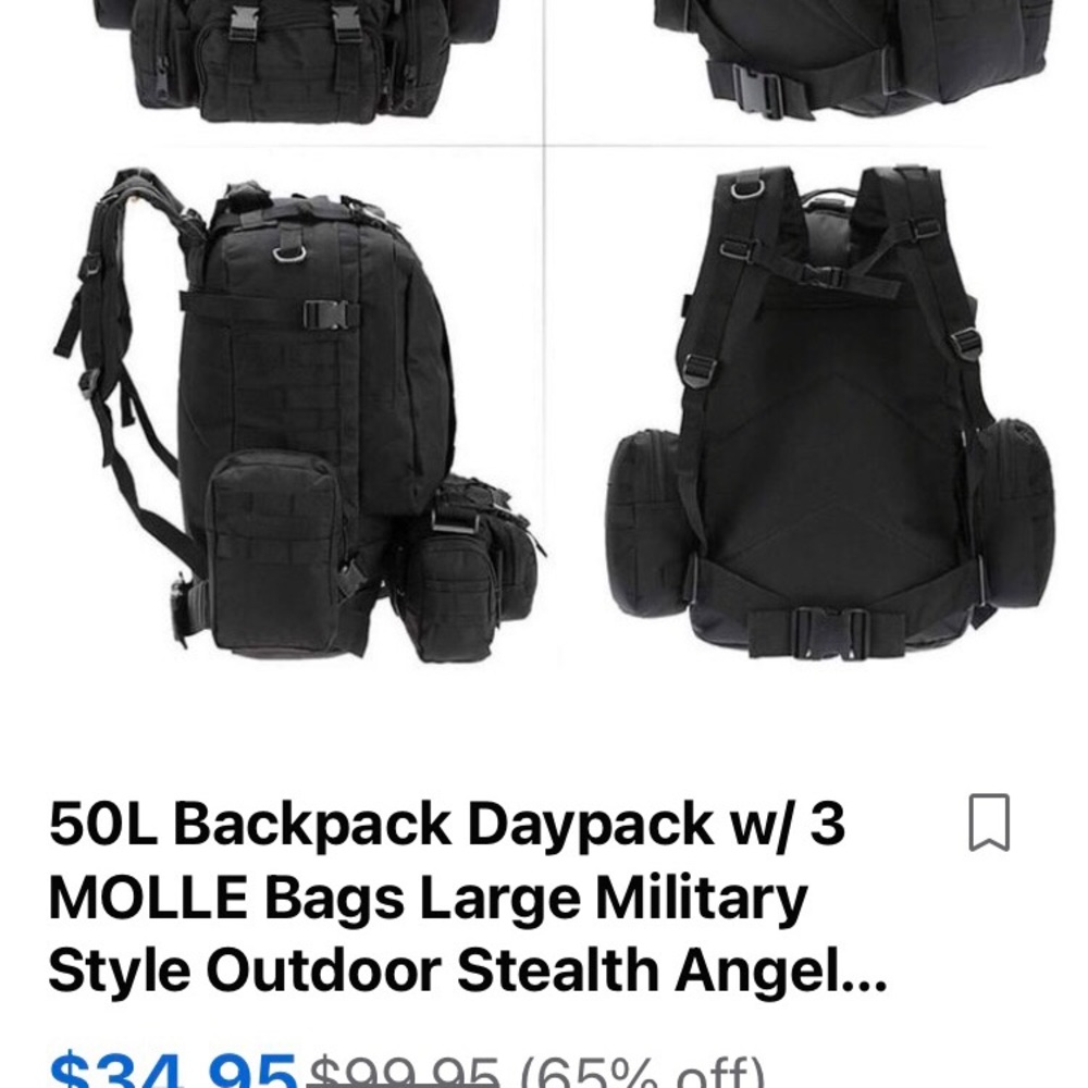 50L Black StealthAngel Backpack NWT, only taken out of plastic for photos